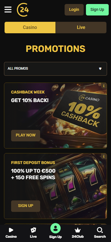 24Casino mobile promotions